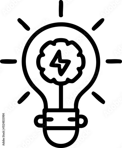 Eco friendly Light bulb with brain, symbolizing ideas and innovation.