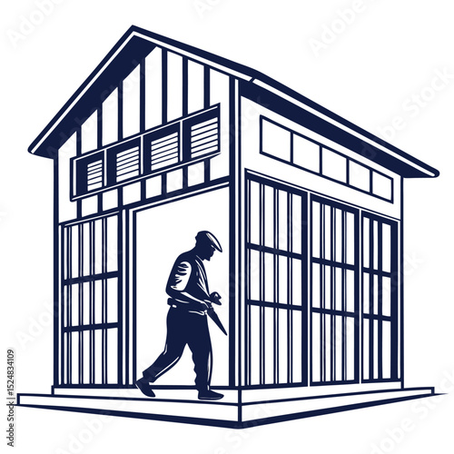 silhouette jail icon on white background