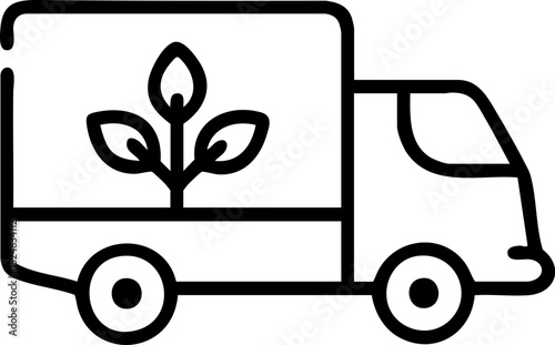 Eco friendly Delivery truck with a plant symbolizing eco-friendly transportation.