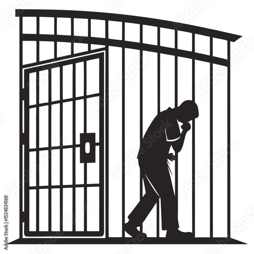 silhouette jail icon on white background