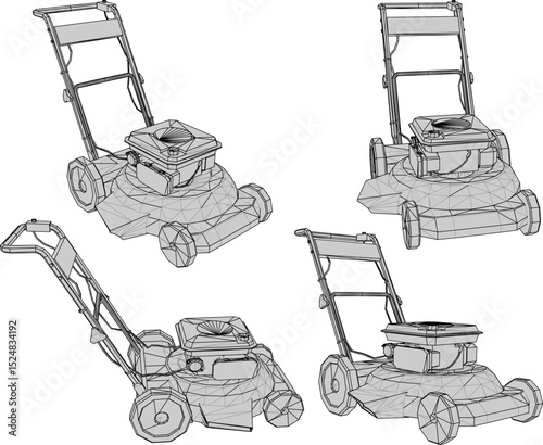 vector illustration of old lawn mower design