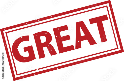 A Red "GREAT" Stamp Graphic, Suggesting Approval, Quality, and Positive Feedback Concept.