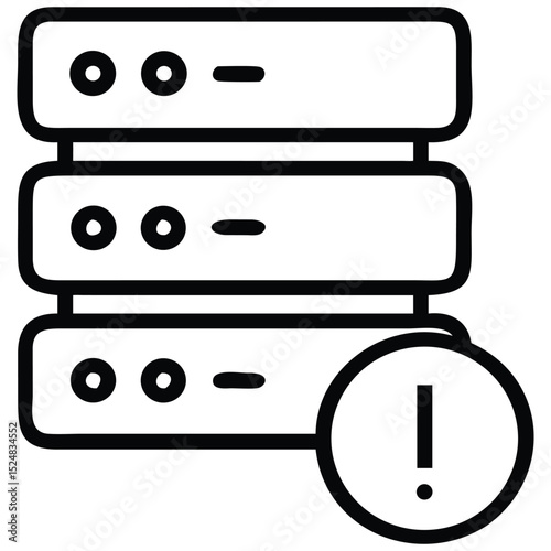 Server Error Warning Icon Data Storage Failure Alert Symbol Illustration Style