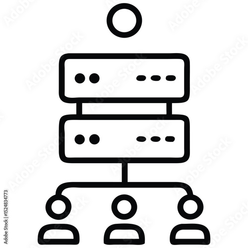Server Hierarchy Icon Connecting People to Data Storage System Network