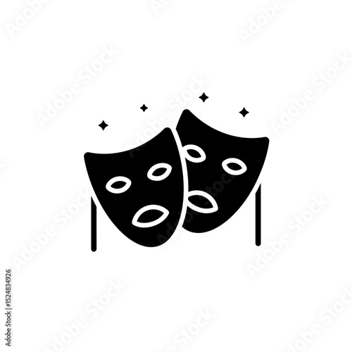 Theatrical masks isolated on white background. Comedy and tragedy mask concept icon. Vector stock