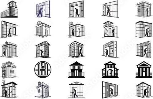 silhouette jail icon on white background