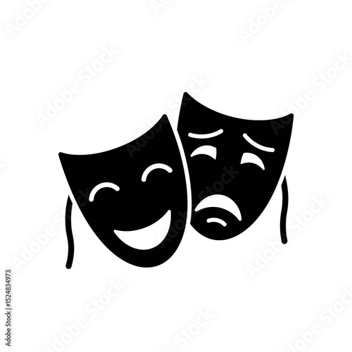 Theatrical masks isolated on white background. Comedy and tragedy mask concept icon. Vector stock
