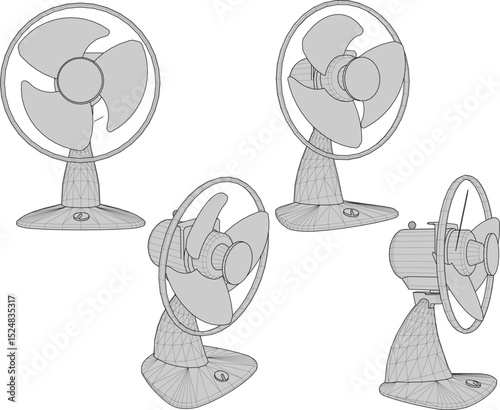 vector illustration of small portable table fan design to eliminate heat
