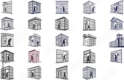 silhouette jail icon on white background