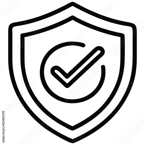 Shield with Check Mark Icon for Security, Protection and Approval Concept, Graphic