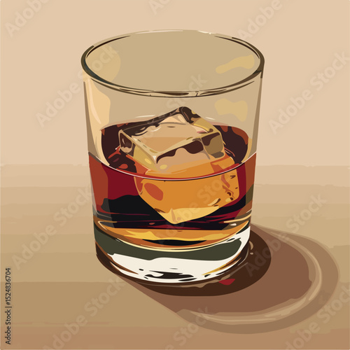 liquid, cocktail, whiskey, party, drink, glass, alcohol, bar, restaurant, beverage, cold, isolated, concept, object, liquor, rum, ice, vector, image, cube, symbol, illustration, vodka, white, pub, ape