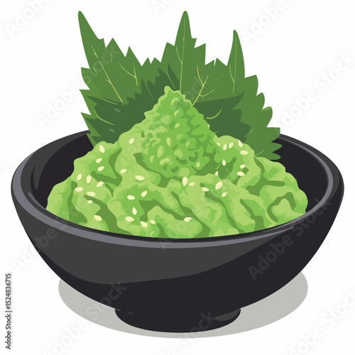 fresh, illustration, healthy, food, spicy, ingredient, image, vector, design, wasabi, vegan, raw, cartoon, green, organic, sushi, vegetarian, isolated, icon, poster, garden, plant, background, 
