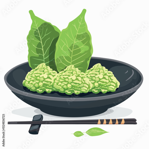 fresh, illustration, healthy, food, spicy, ingredient, image, vector, design, wasabi, vegan, raw, cartoon, green, organic, sushi, vegetarian, isolated, icon, poster, garden, plant, background, 