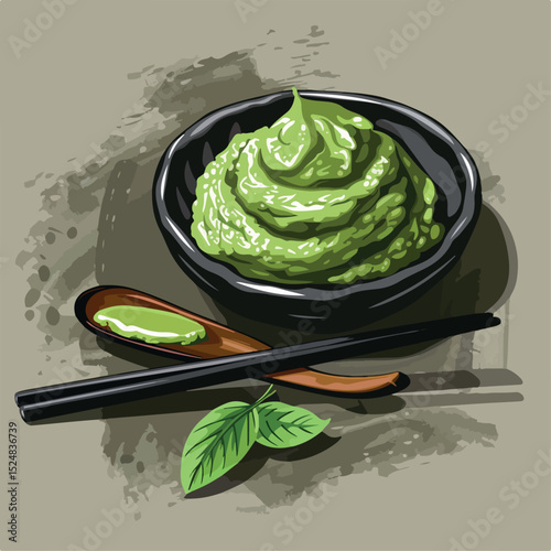fresh, illustration, healthy, food, spicy, ingredient, image, vector, design, wasabi, vegan, raw, cartoon, green, organic, sushi, vegetarian, isolated, icon, poster, garden, plant, background, 