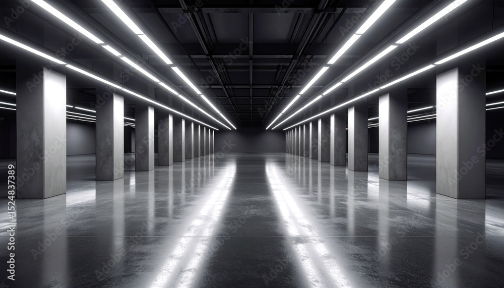 Fototapeta premium Empty, modern concrete hall
