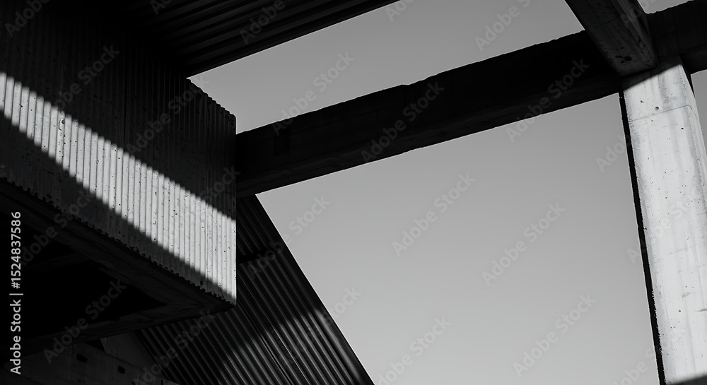 Fototapeta premium Black and white abstract architecture interior with an empty office corridor design