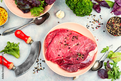 Piece of raw beef meat.