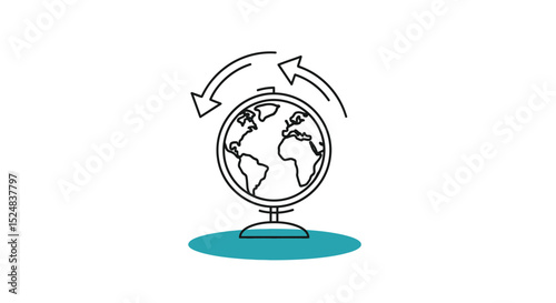 Globe with Arrows: Rotation or Direction, Black Outline Style