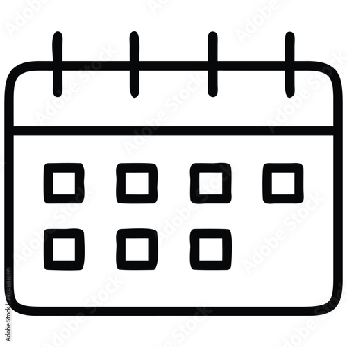 Simple Calendar Icon Representing Dates, Appointments, Schedules and Reminders for Planning and Events