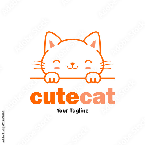 cute cat logo design vector template stock vector