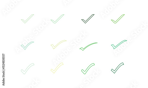 Multicolor Tick Mark Icon Set.