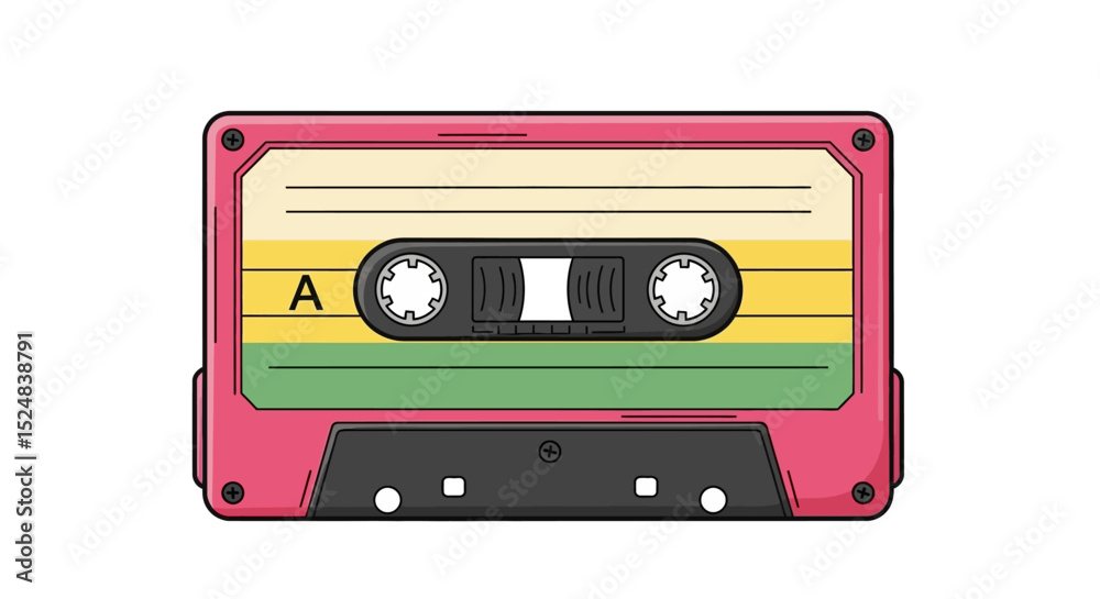 Obraz premium Retro Pink Audio Cassette Tape Illustration