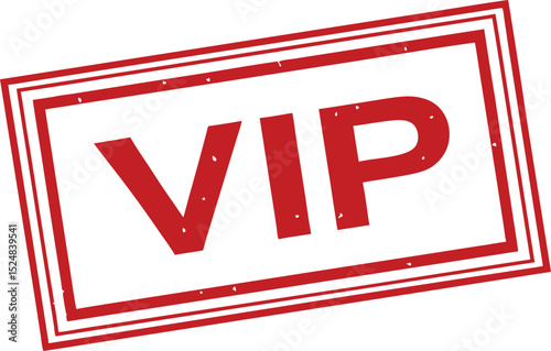 Red VIP Stamp on White Background, Rectangular Frame, Promotion, and Access Design
