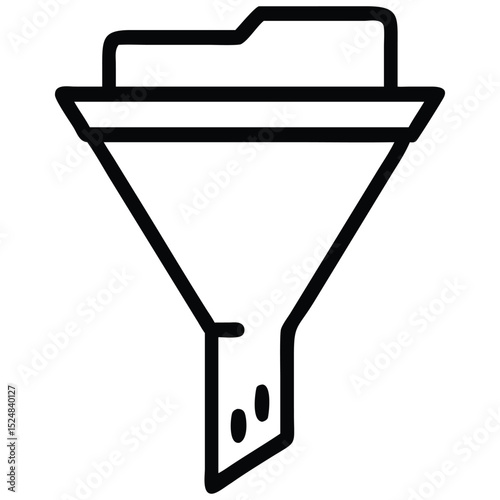 Simple Funnel Icon for Data Filtering, Conversion, and Analysis Symbol Design