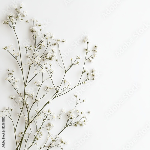 Delicate white flowers arranged on a white background (2)