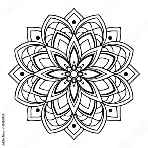 mandala, mandala design, mandala design idea, mandala design vector, mandala sample Isolated flower mandala in vector. Round line pattern. Vintage monochrome element for coloring pages and design	