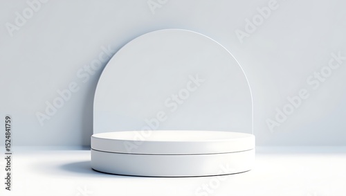 Elegant Minimalist White Product Display Platform 3D Render of a Clean, Modern Stage for Showcase