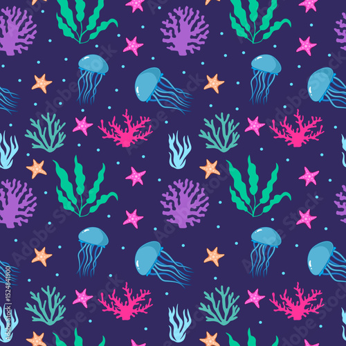 underwater sea life seamless pattern design