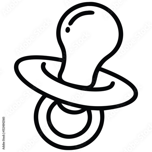 Simple Line Drawing of a Baby's Pacifier, Early Childhood Development Icon