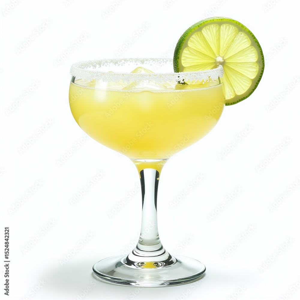 Classic margarita in coupe glass with salt rim, Fresh lime garnish on cocktail drink, Isolated on transparent background with shadow, Vibrant citrus tequila refreshment Classic margarita in coupe glass with salt rim, Fresh lime garnish on cocktail drink, Isolated on transparent background with shadow, Vibrant citrus tequila refreshment