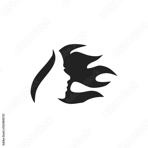hair and fire silhouette vector blending together