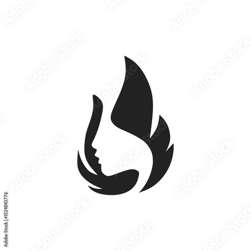 hair and fire silhouette vector blending together