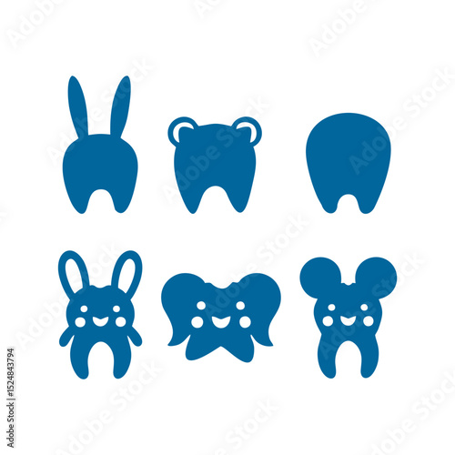 Illustration of a silhouette of teeth. teeth of animal characters in a minimalist style