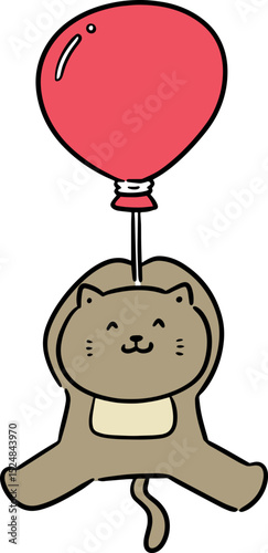 Illustration of cat with balloon
