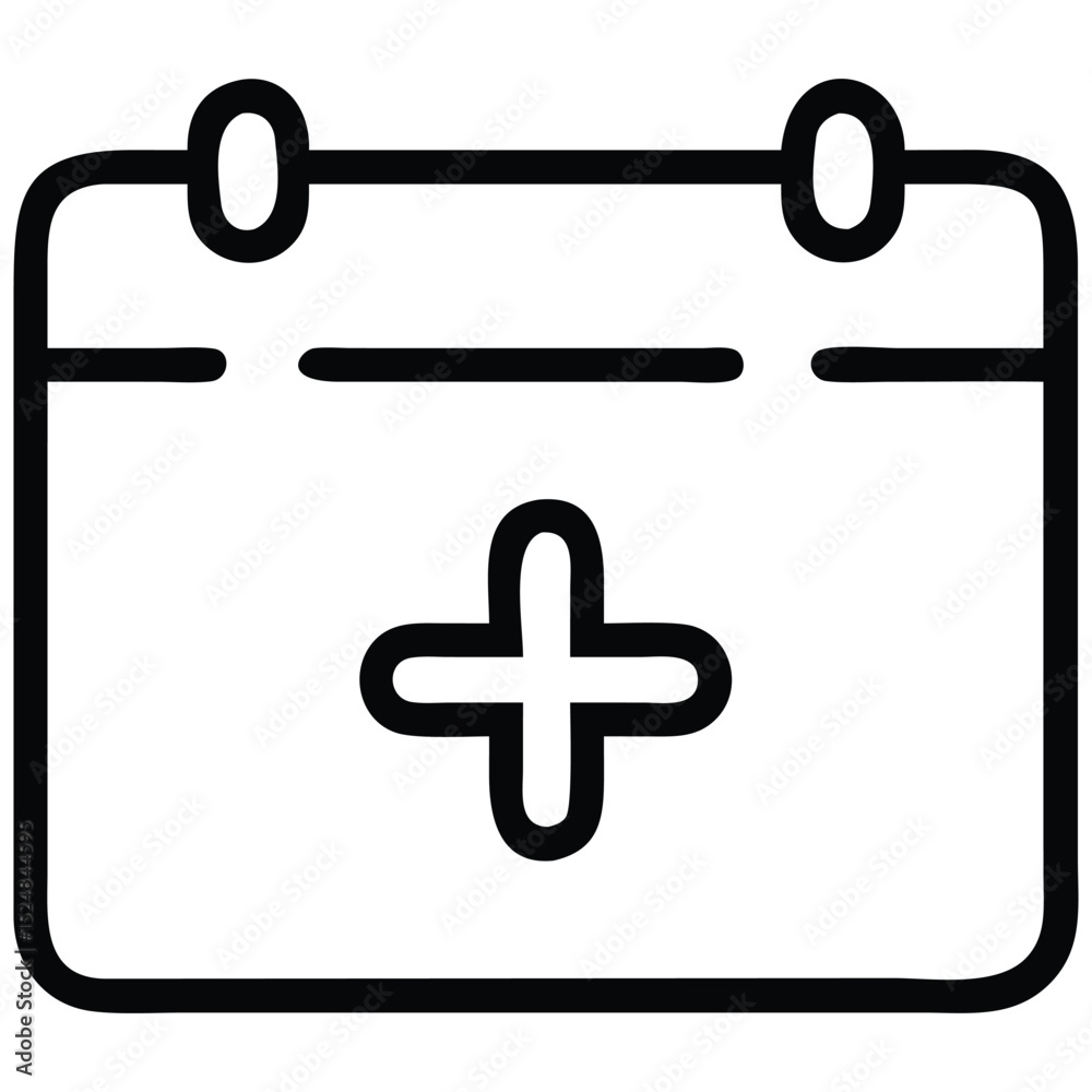 Fototapeta premium Simple Style Calendar Icon with Plus Sign for Schedule or Healthcare Concepts