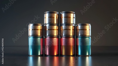 82. Ready coffee drink cans stacked with foiled pull-tabs