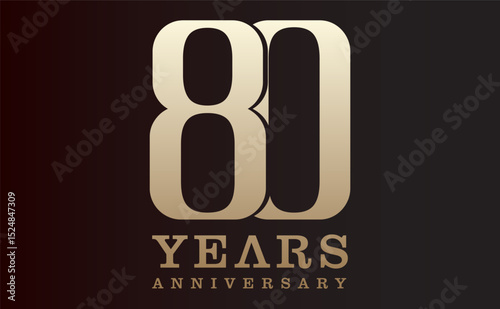 80th anniversary celebration vector background. with gold number and black background, anniversary banner for greeting card, event