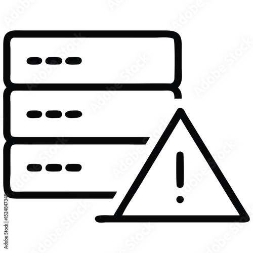 Stacked Servers with an Exclamation Point Alerting Error or Potential Problems, Outline Icon