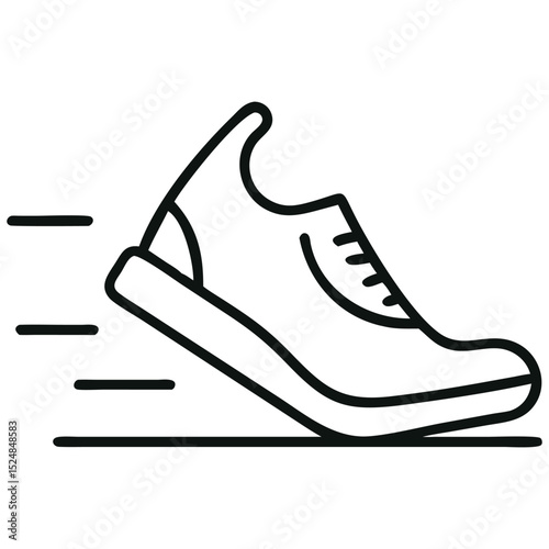 Stylish Running Shoe Outline with Speed Lines, Active Lifestyle Illustration and Design