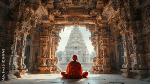 Meditation in ancient temple