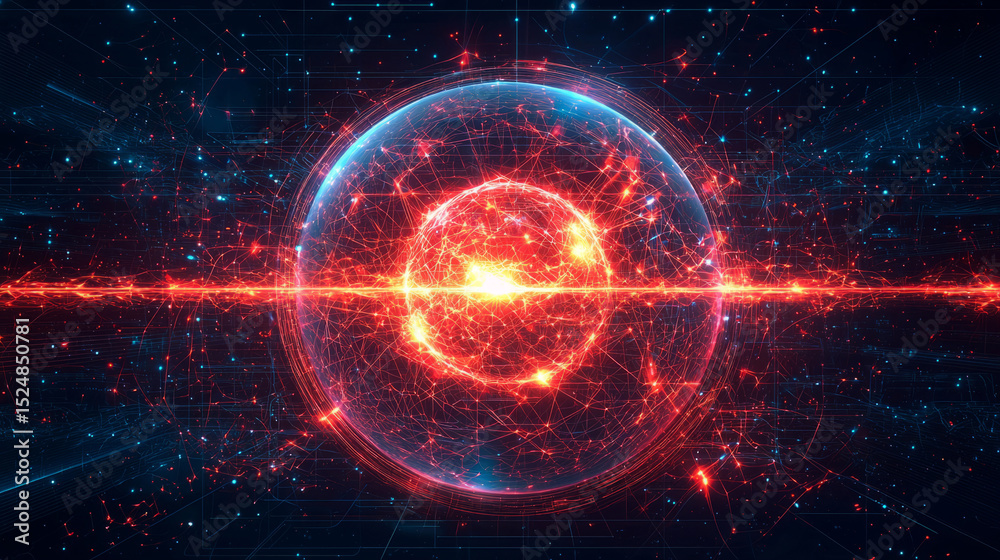 Fototapeta premium Futuristic neon burst with flickering radiant arcs