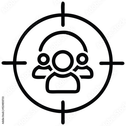 Targeting Group Outline Icon Focus on Team, Audience, or Customer Base Symbol