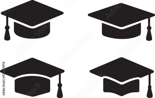  Graduation hat set isolated vector illustration