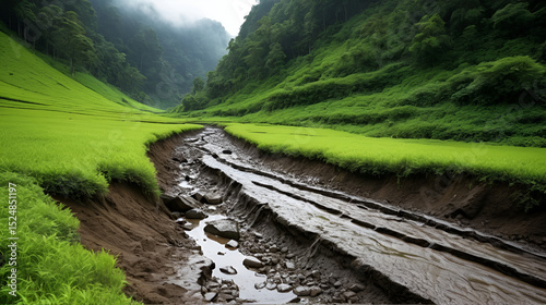 Acid rain, deforestation, weakening roots contributes to soil erosion and landslides