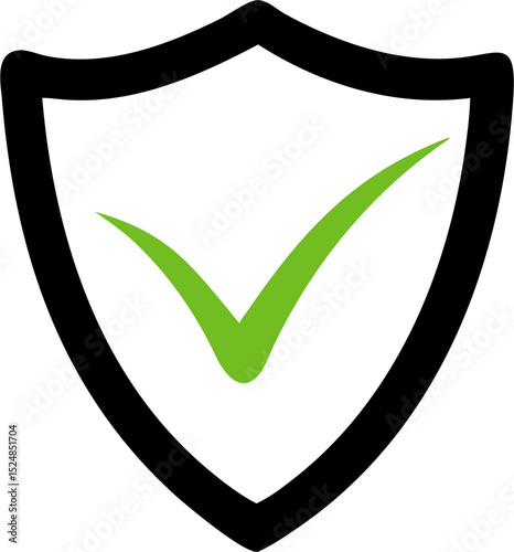 Tick mark approved icon vector with shield isolated on white background, vector Illustration
