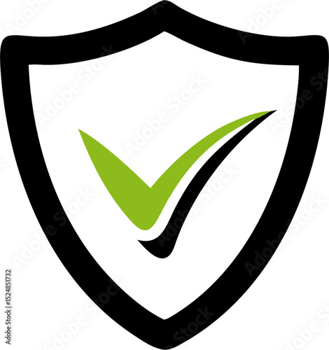 Tick mark approved icon vector with shield isolated on white background, vector Illustration
